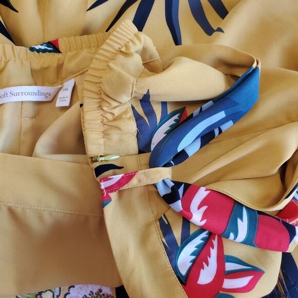 Soft Surroundings‎ floral wide leg palazzo pants fringed belt size XL - Picture 9 of 11